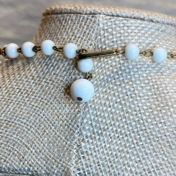 Vintage Rare Antique Venetian Wedding Cake & Milk Glass Beaded Bib Necklace 16” - Picture 8 of 17